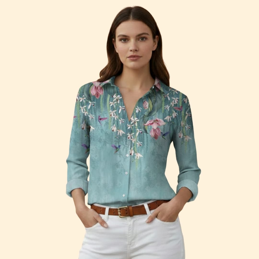 Women's Floral Print Button-Up Shirt