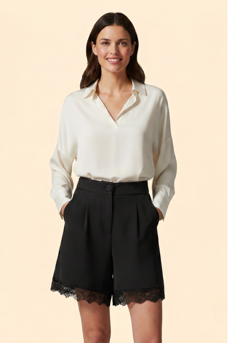 Women's Lace-Trim Tie Shorts