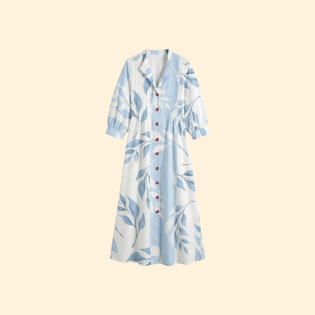 Women's Maxi Dress with Floral Design and Pockets