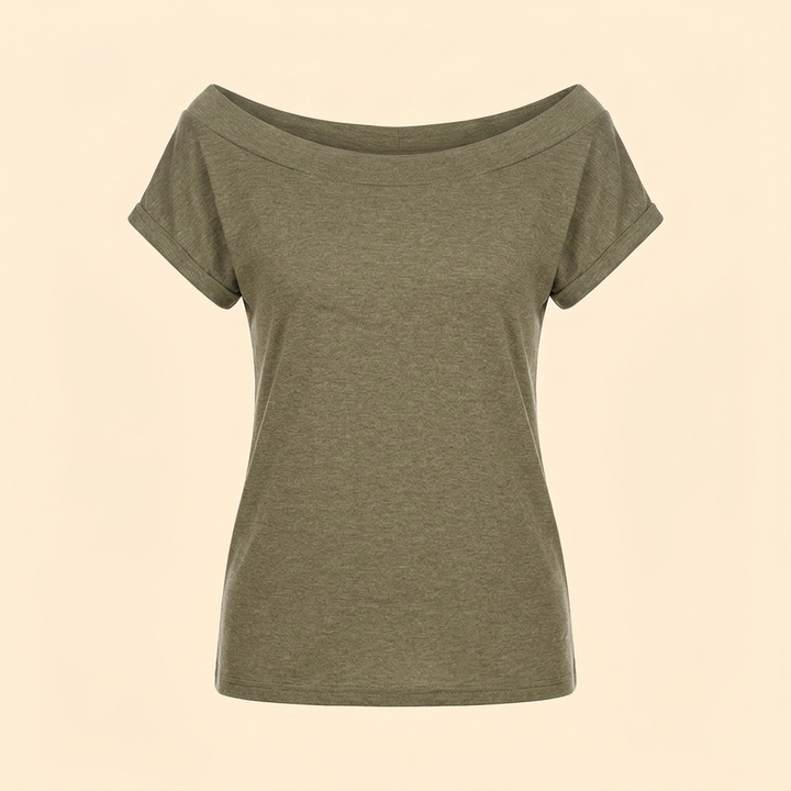 Women’s Off-Shoulder Short Sleeve Relaxed Tee