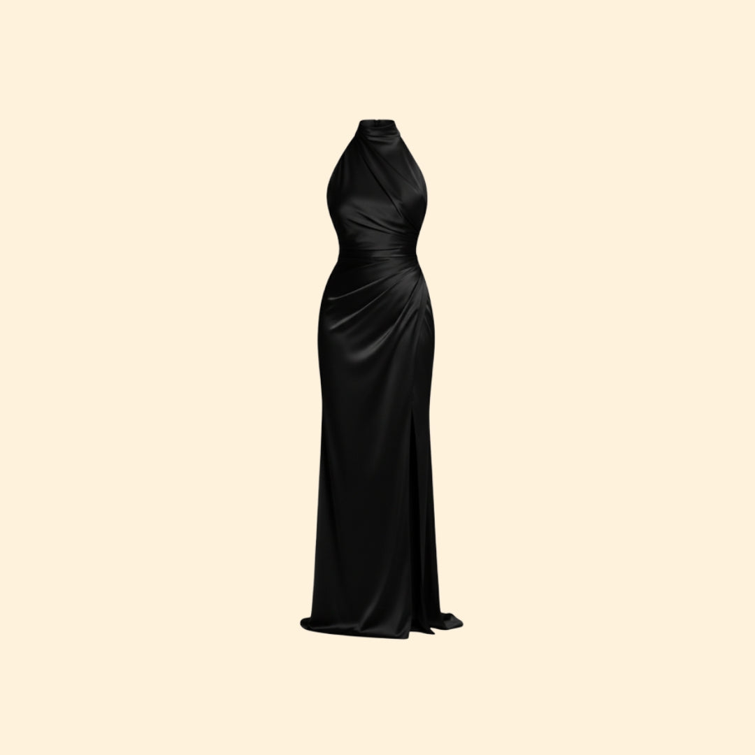 Women's Satin High Slit Gown