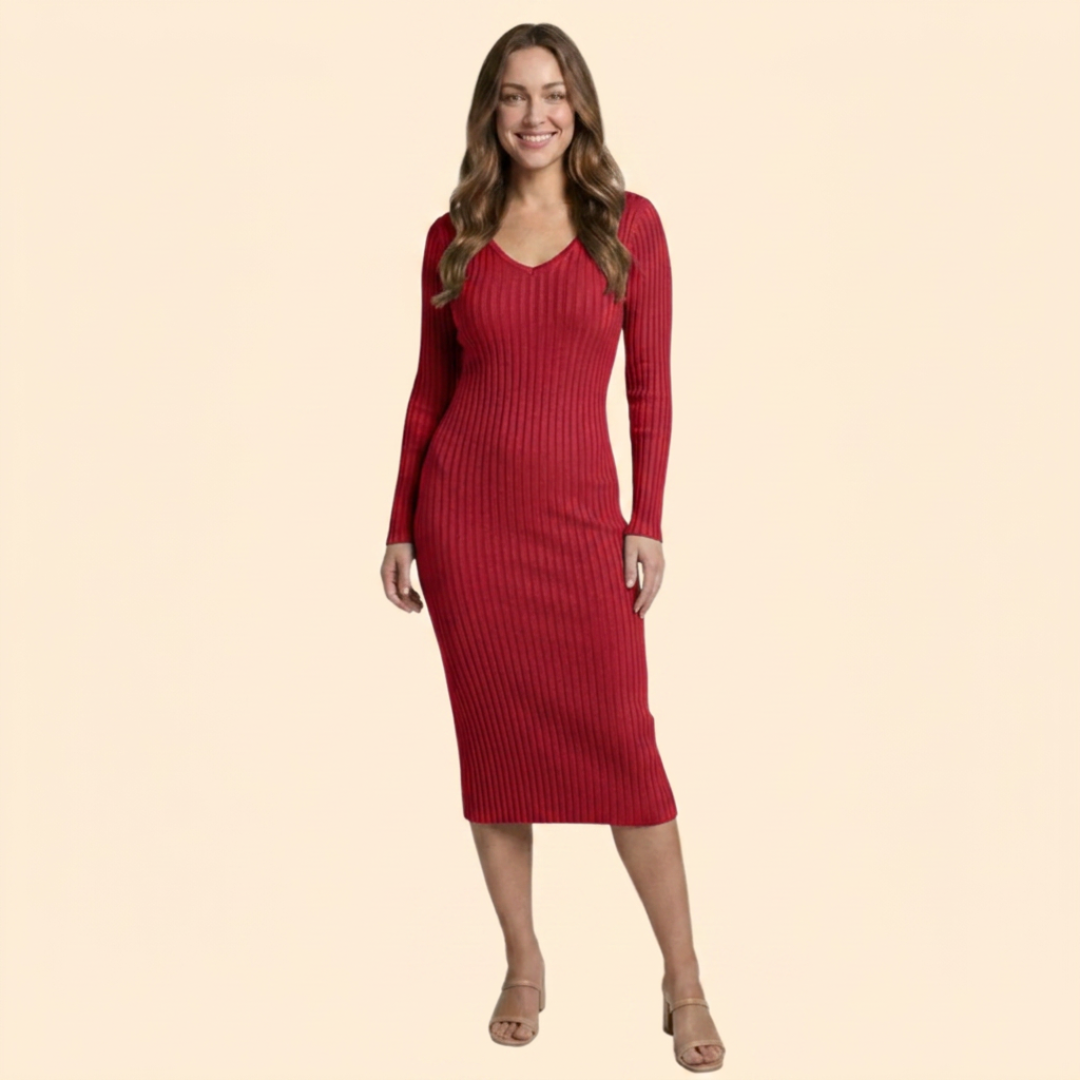 Women's Sculpted Ribbed Midi Dress
