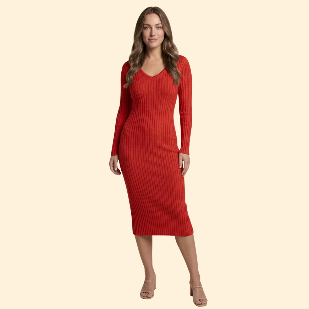 Women's Sculpted Ribbed Midi Dress