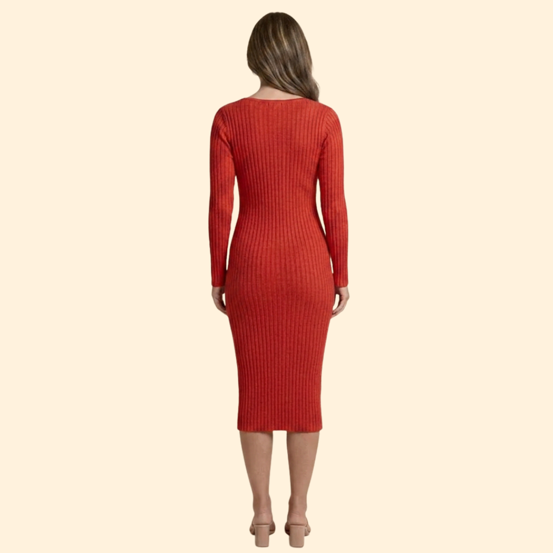 Women's Sculpted Ribbed Midi Dress