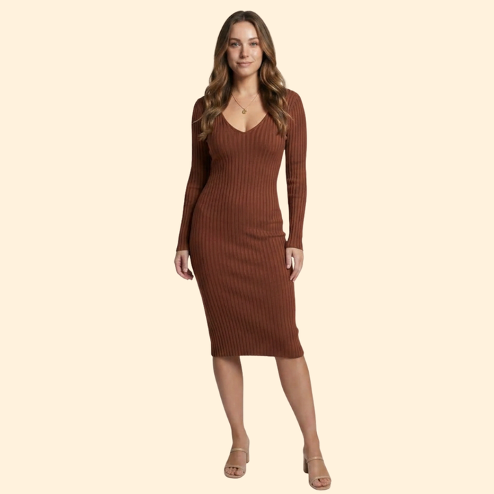 Women's Sculpted Ribbed Midi Dress