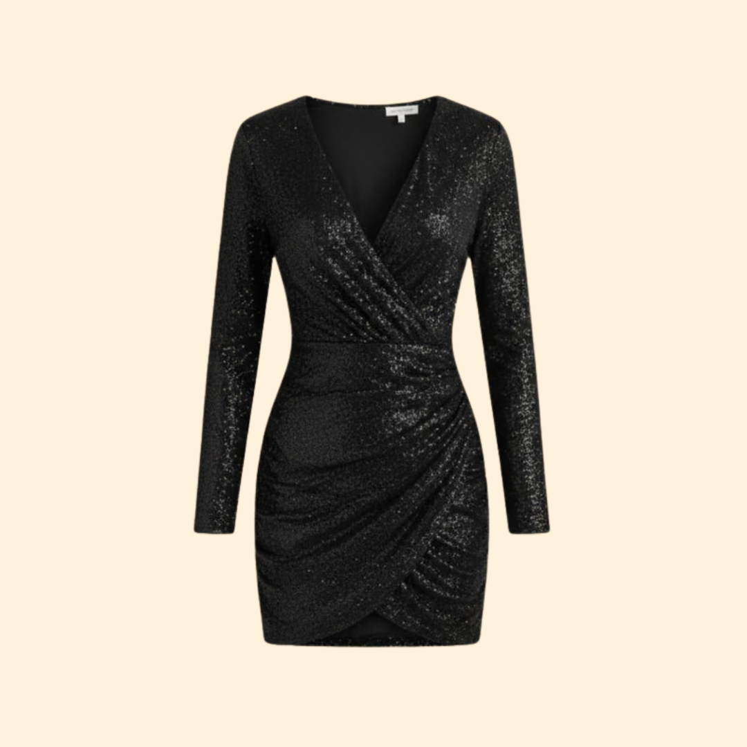Women's Sequin V-Neck Asymmetrical Mini Dress