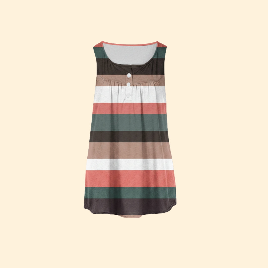 Women's Striped Button Tank