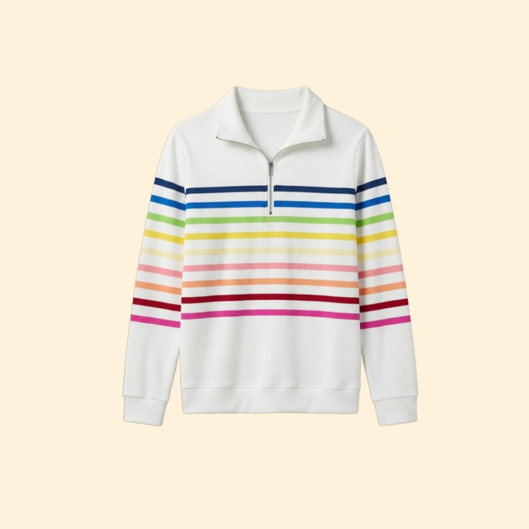 Women's Striped Half-Zip Sweatshirt