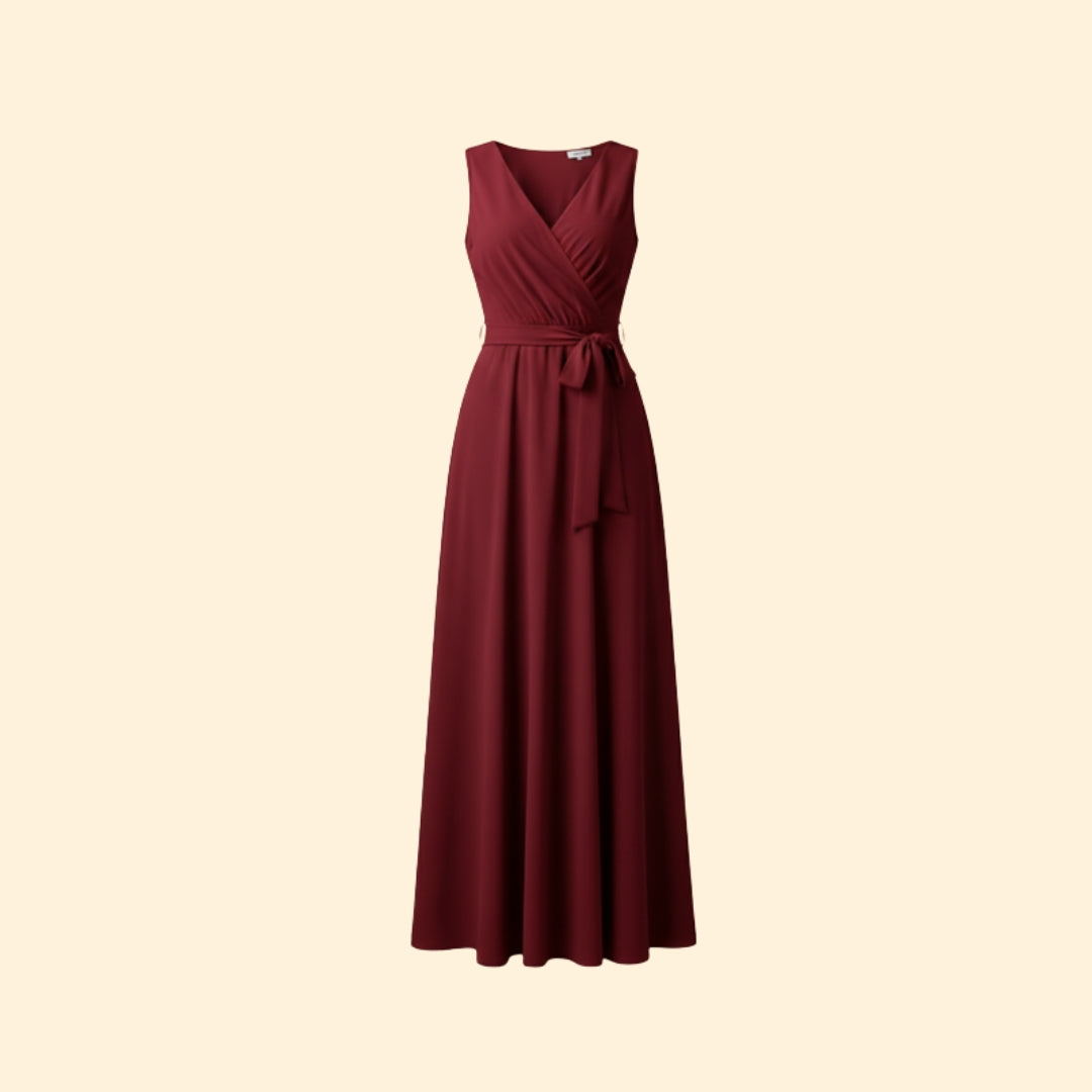 Women's Stylish Solid V-Neck Dress