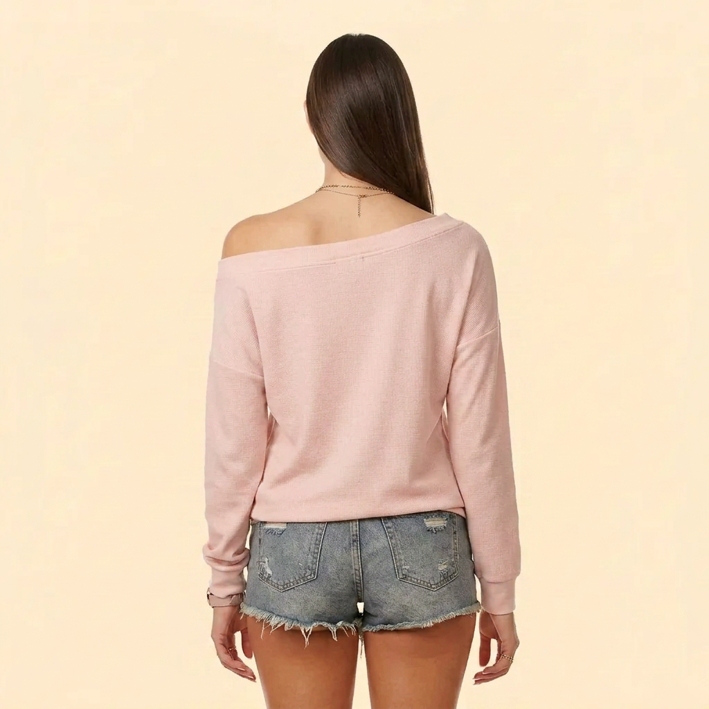 Women’s Asymmetric Off-Shoulder Long Sleeve Relaxed Top