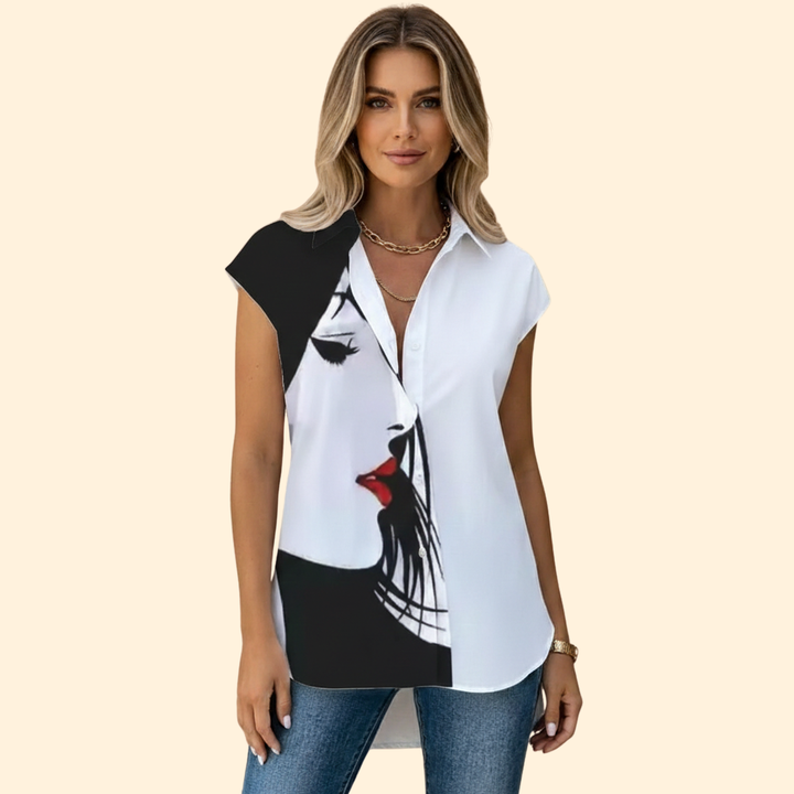 Women's Floral Butterfly Print Button-Down Shirt
