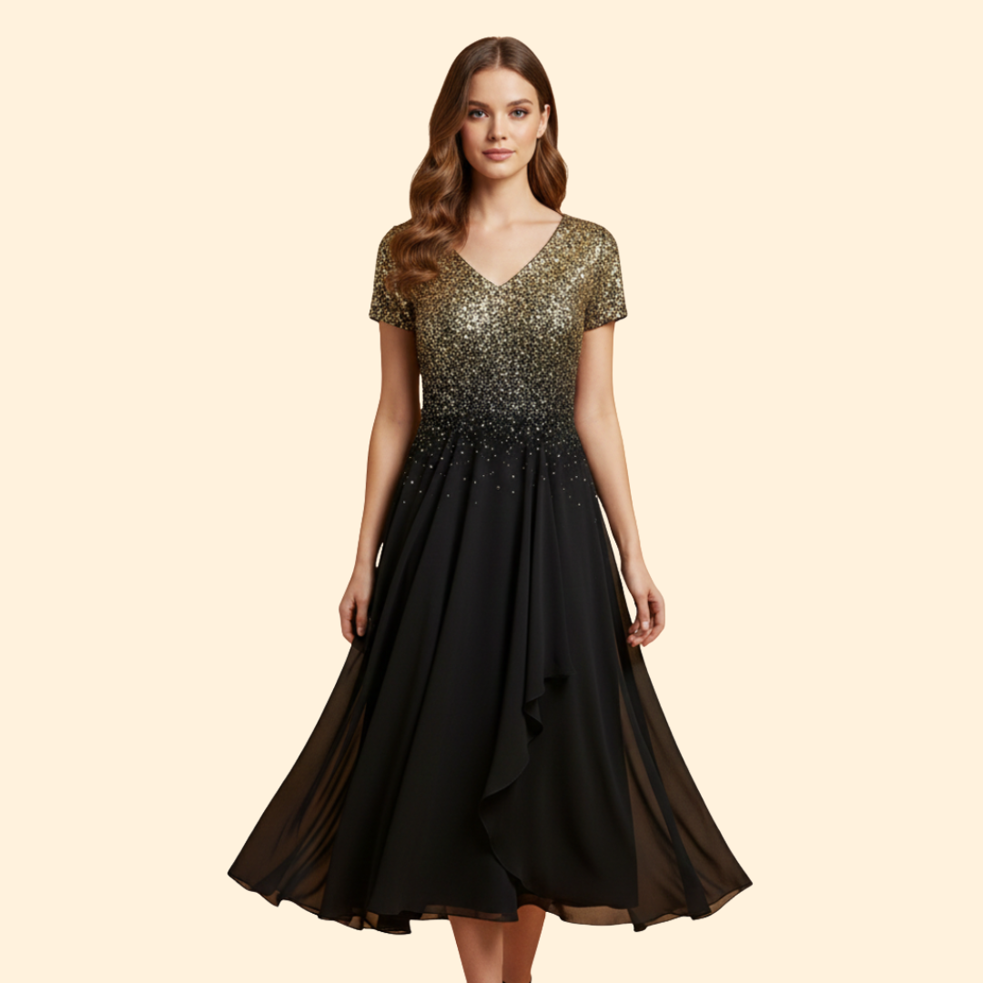 Women's Floral V-Neck Evening Dress