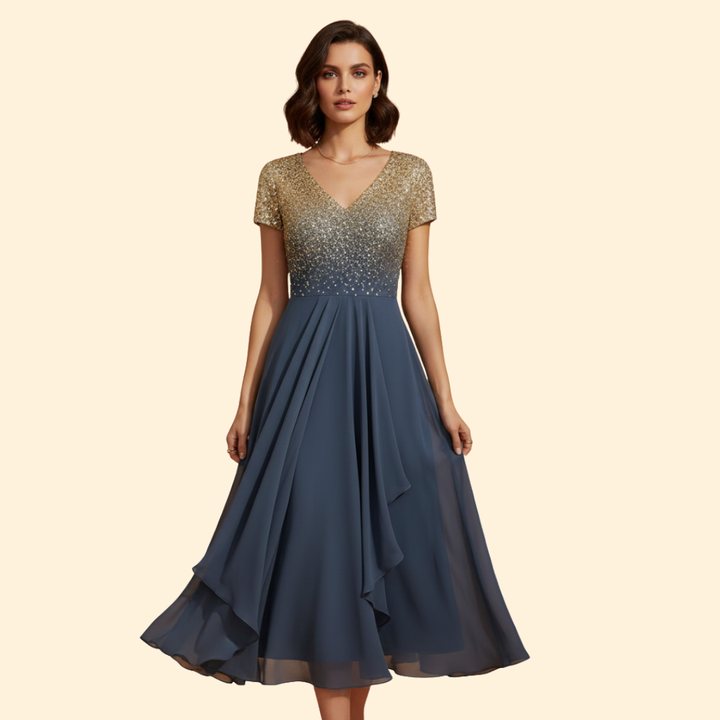 Women's Floral V-Neck Evening Dress