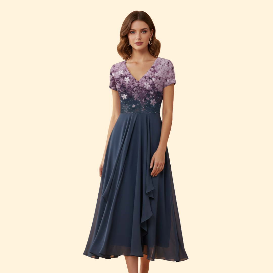 Women's Floral V-Neck Evening Dress