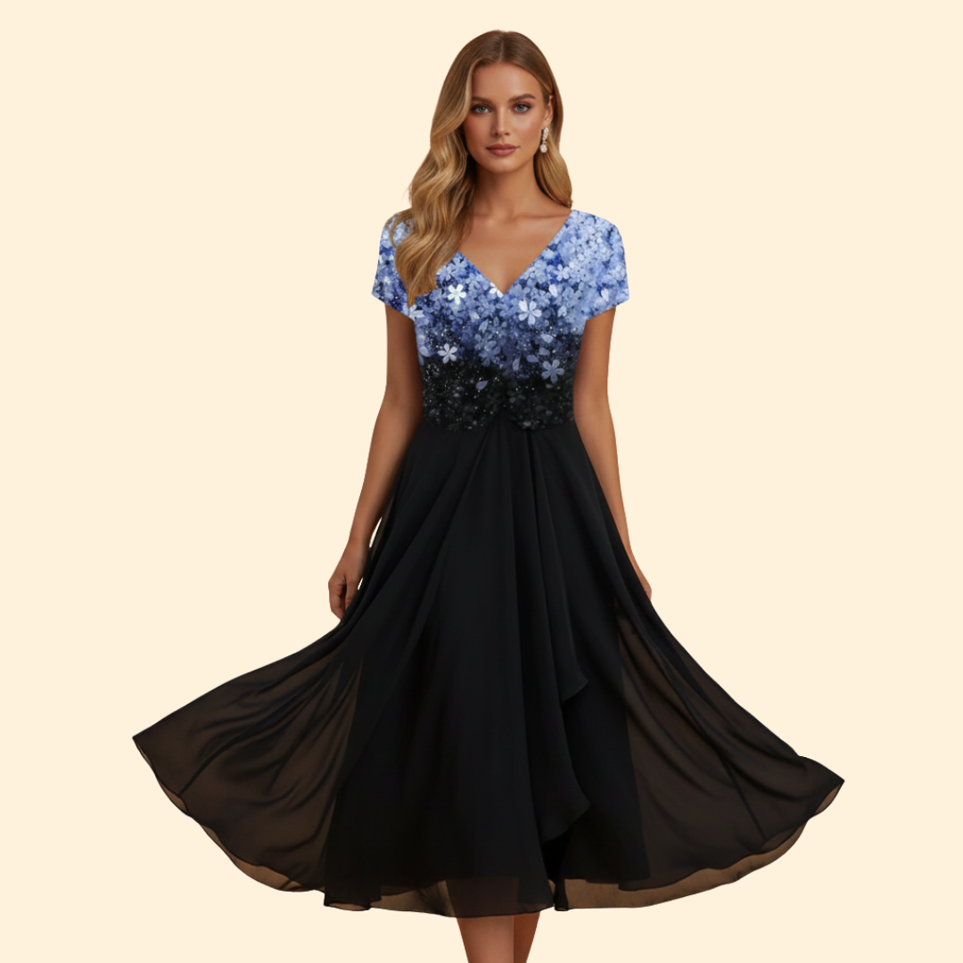 Women's Floral V-Neck Evening Dress