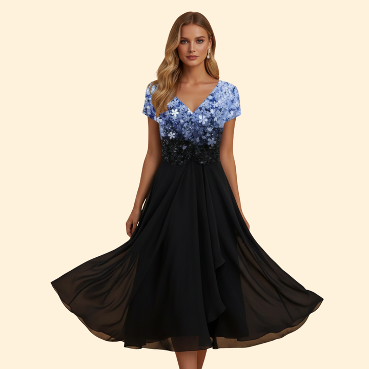 Women's Floral V-Neck Evening Dress
