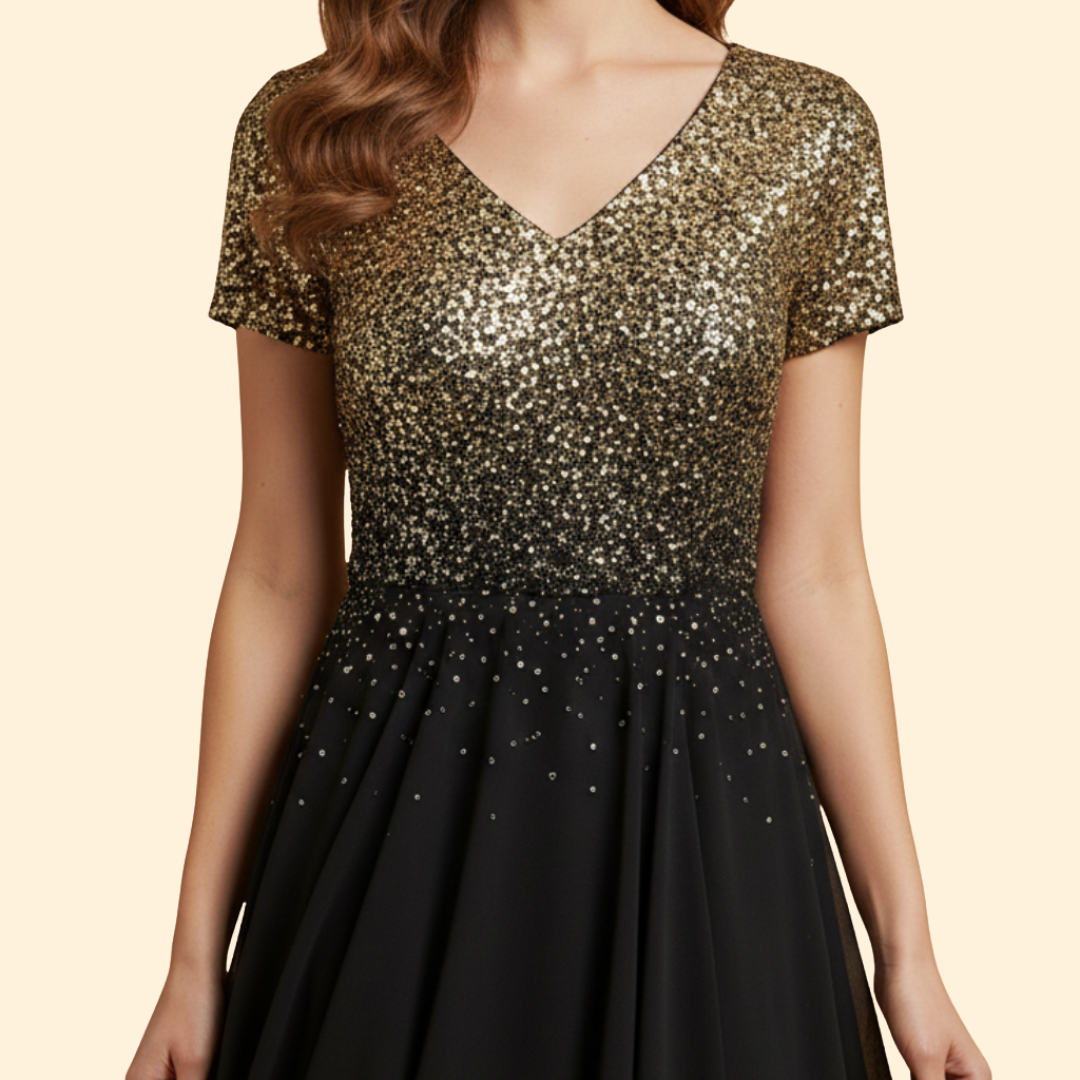 Women's Floral V-Neck Evening Dress