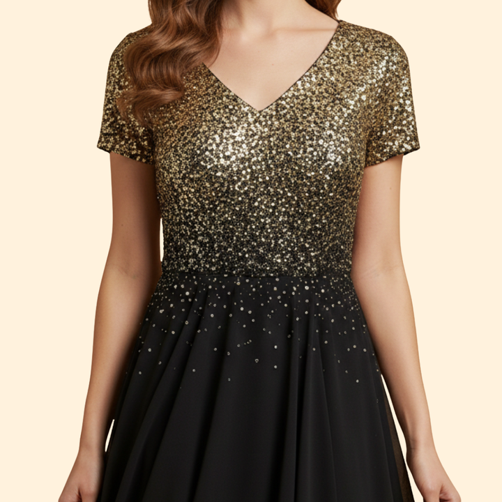 Women's Floral V-Neck Evening Dress