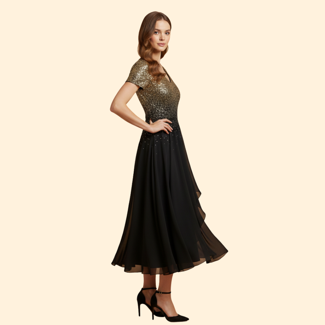 Women's Floral V-Neck Evening Dress