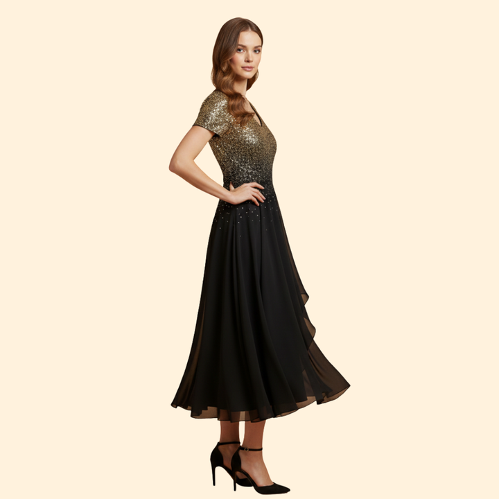 Women's Floral V-Neck Evening Dress