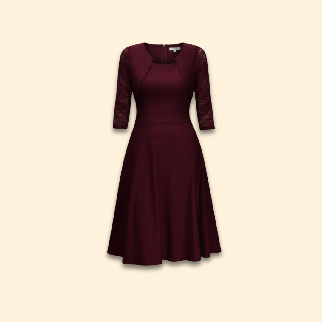 Women's Lace Sleeve Midi Dress