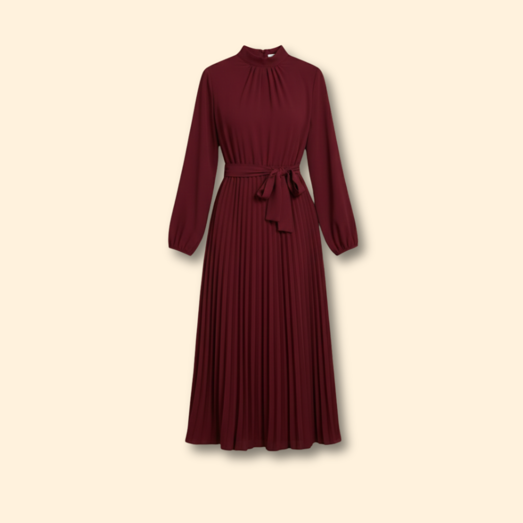 Women’s Pleated Belt Dress