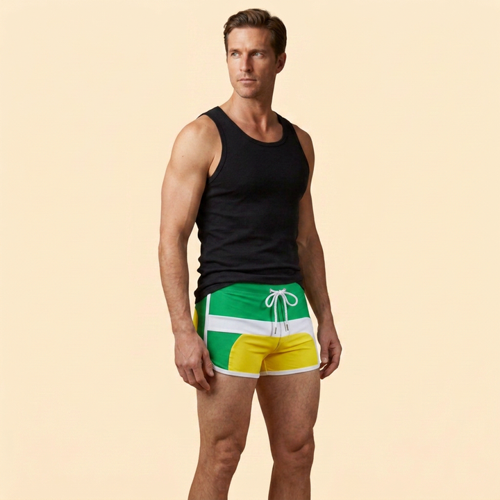 Men's Contrast Waistband Swim Shorts