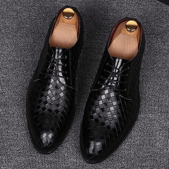 Men's Woven Derby Shoes Pointed Toe Lace-Up for Formal
