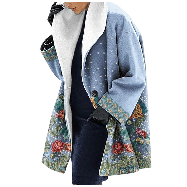 Women's Floral Print Blazer with Shawl Collar